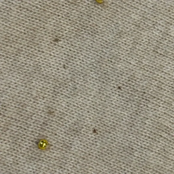 Banana Republic Wool Cashmere Blend Sweater Tan Oatmeal Gold Beads - Picture 7 of 7